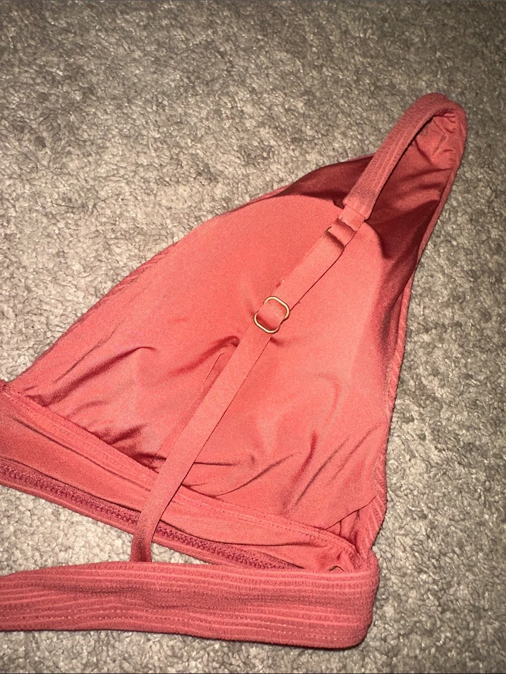 Vitamin A Ribbed Triangle Bikini Top in Rusty Pink